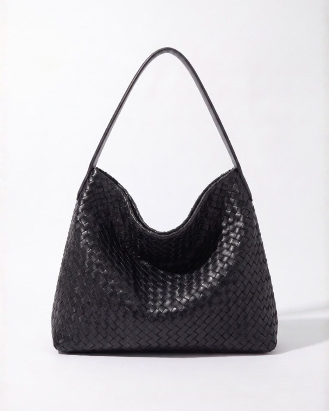 Rosalina hand-woven shoulder bag in black — Lilly Carry personalised woven leather handbag