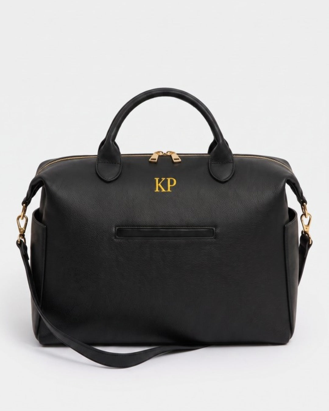 Allesia Mama Bag in black with gold hardware — Lilly Carry personalised diaper bag