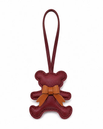 Bear Bag Charm Burgundy