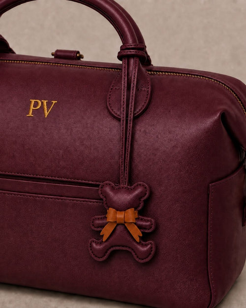 Bear Bag Charm Burgundy