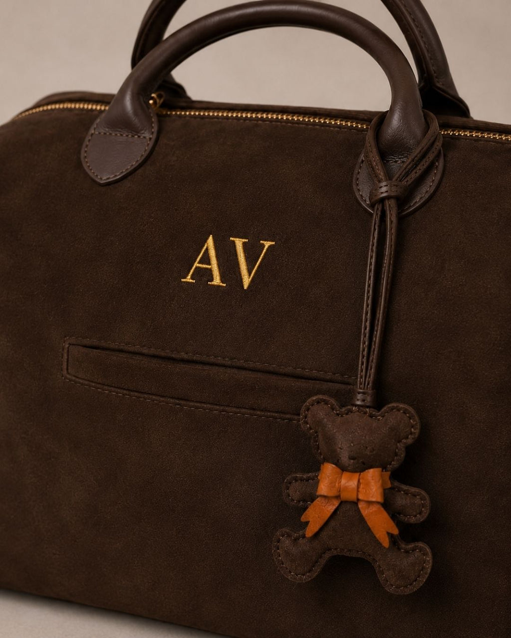 Bear Bag Charm Suede