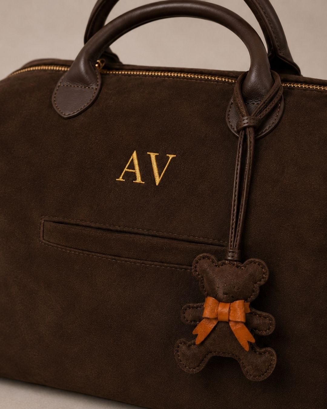 Bear Bag Charm Suede