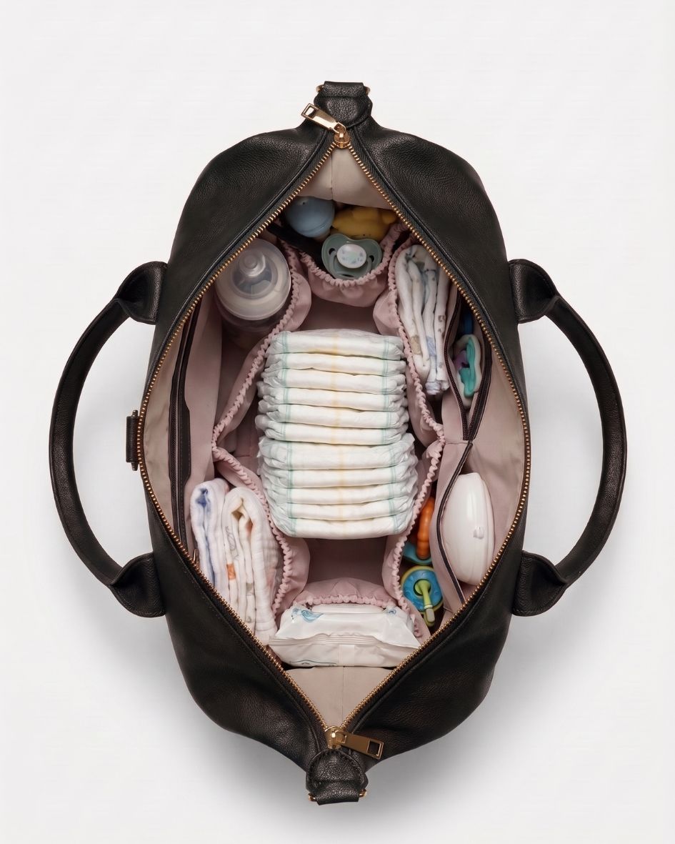 Lilly Carry Signature Mama Bag | Black + Gold