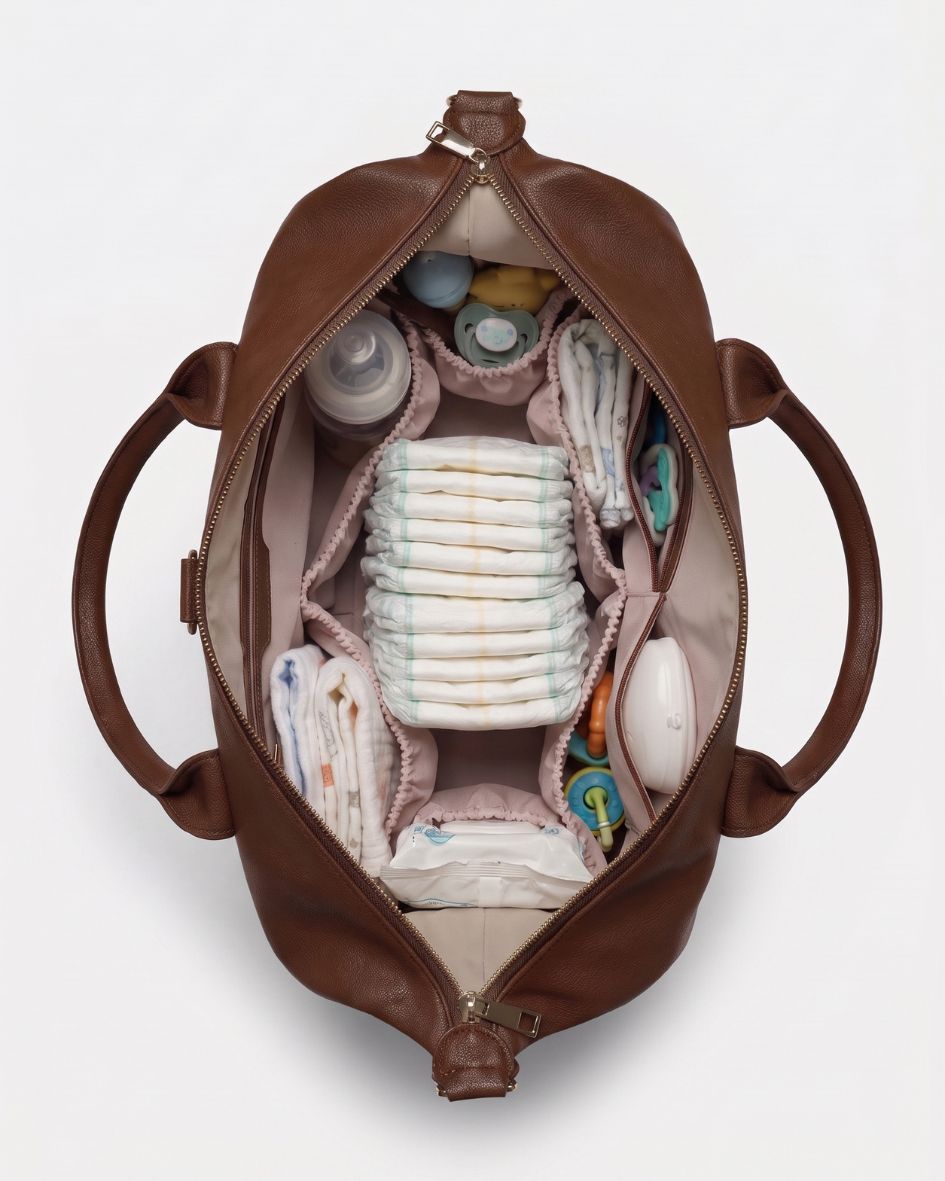 Lilly Carry Signature Mama Bag | Brown + Gold
