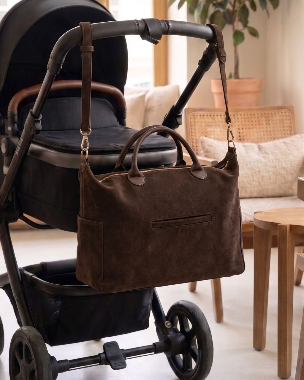 Lilly Carry Signature Mama Bag | Suede + Gold