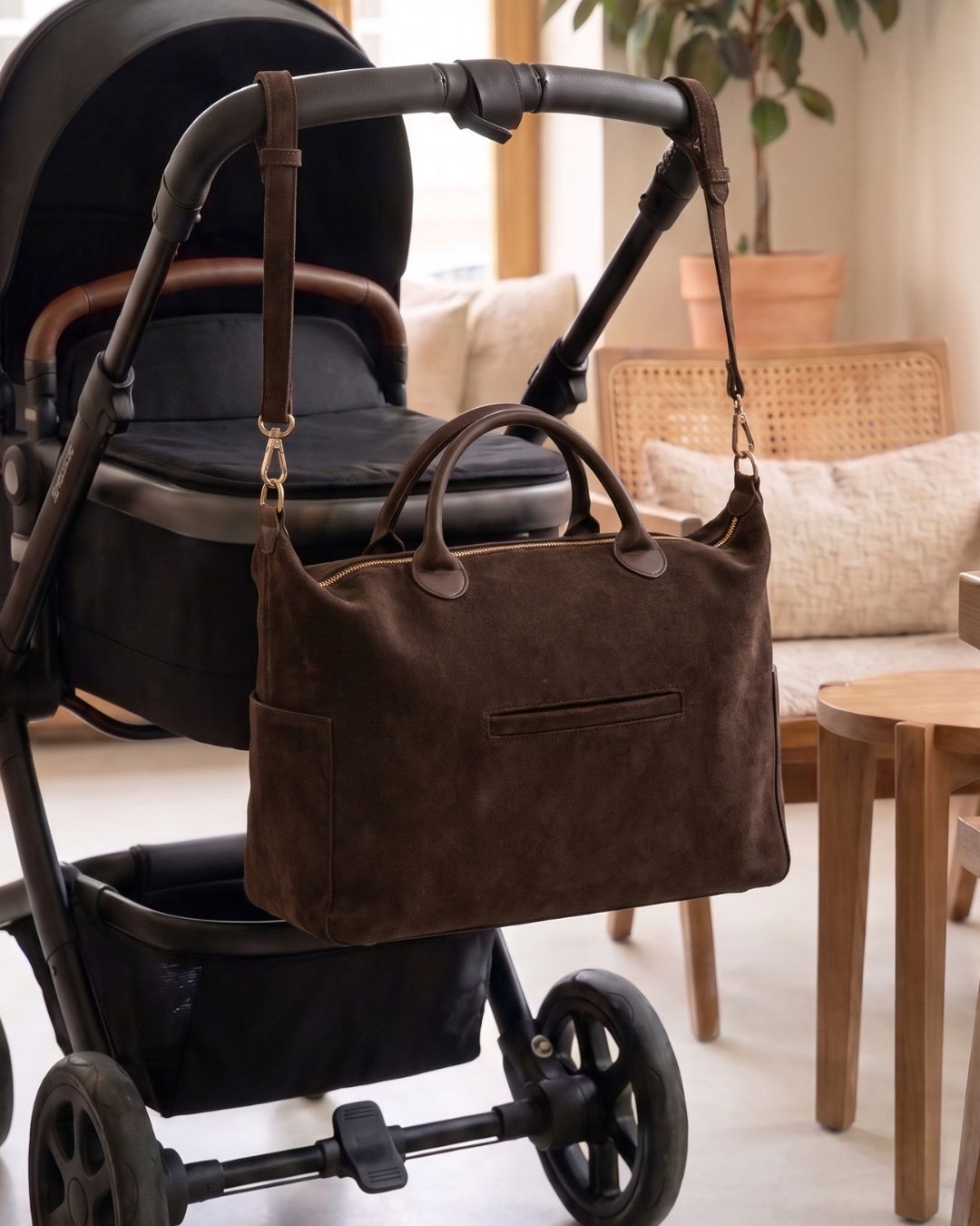Lilly Carry Signature Mama Bag | Suede + Gold