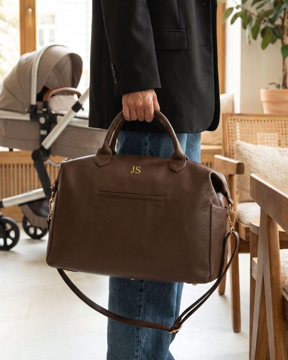 Lilly Carry Signature Mama Bag | Brown + Gold