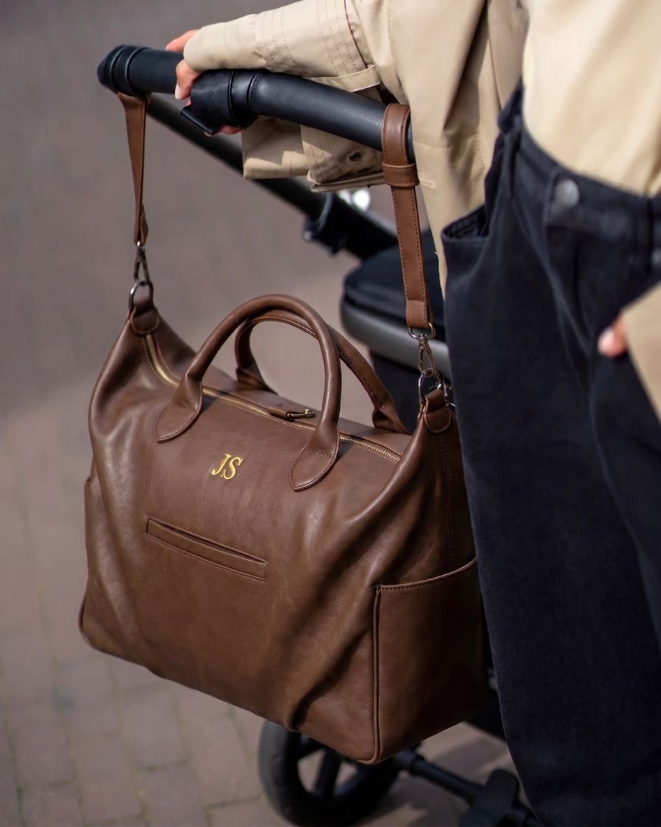 Lilly Carry Signature Mama Bag | Brown + Gold